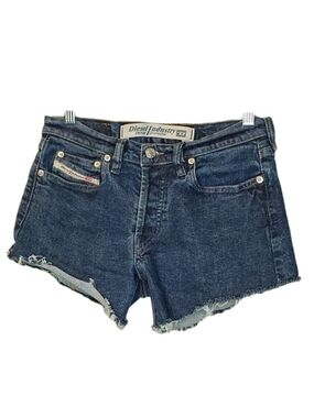 Diesel Italian Cutoffs Booty Jean Shorts Sz 27 Blue Denim Low Rise Button Fly